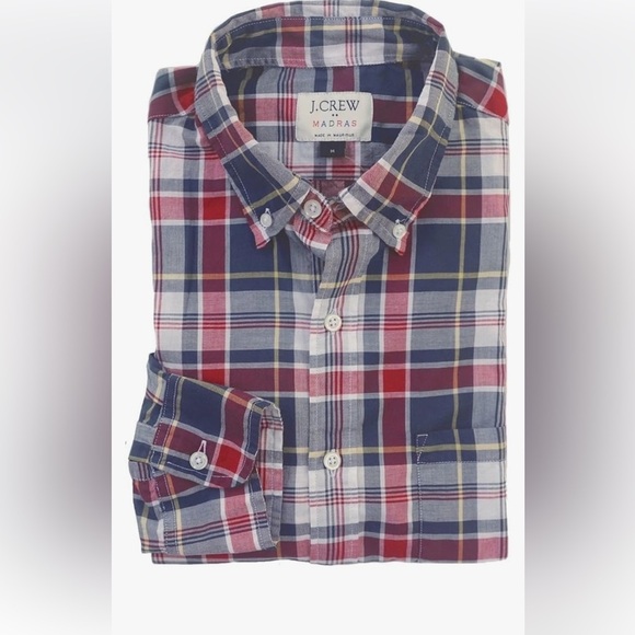 J.Crew shirt‎ J.Crew madras button down men’s shirt size XL plaid print - Picture 3 of 10